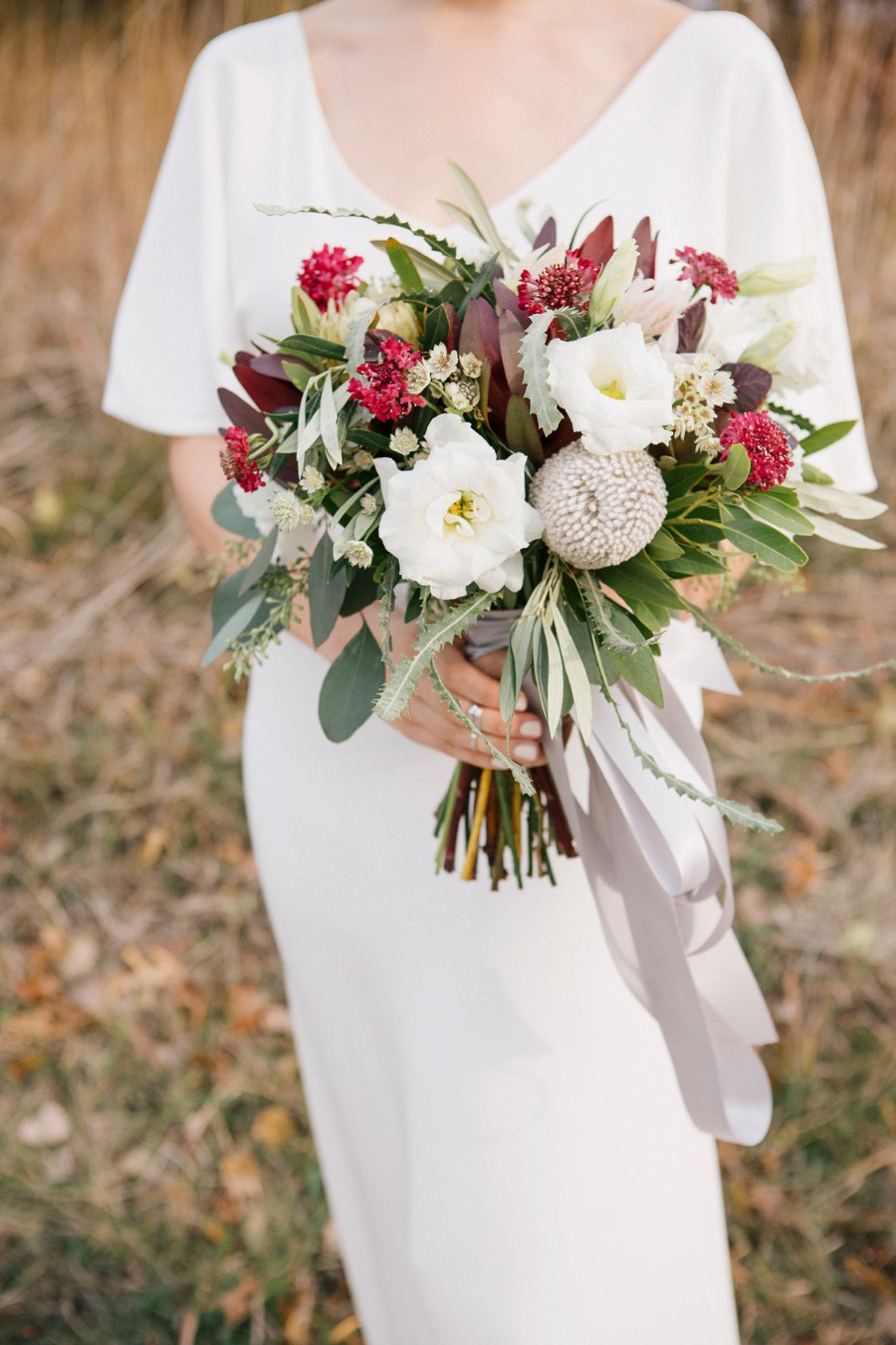 Boho Gray, Blue, & Red Illinois Wedding via TheELD.com