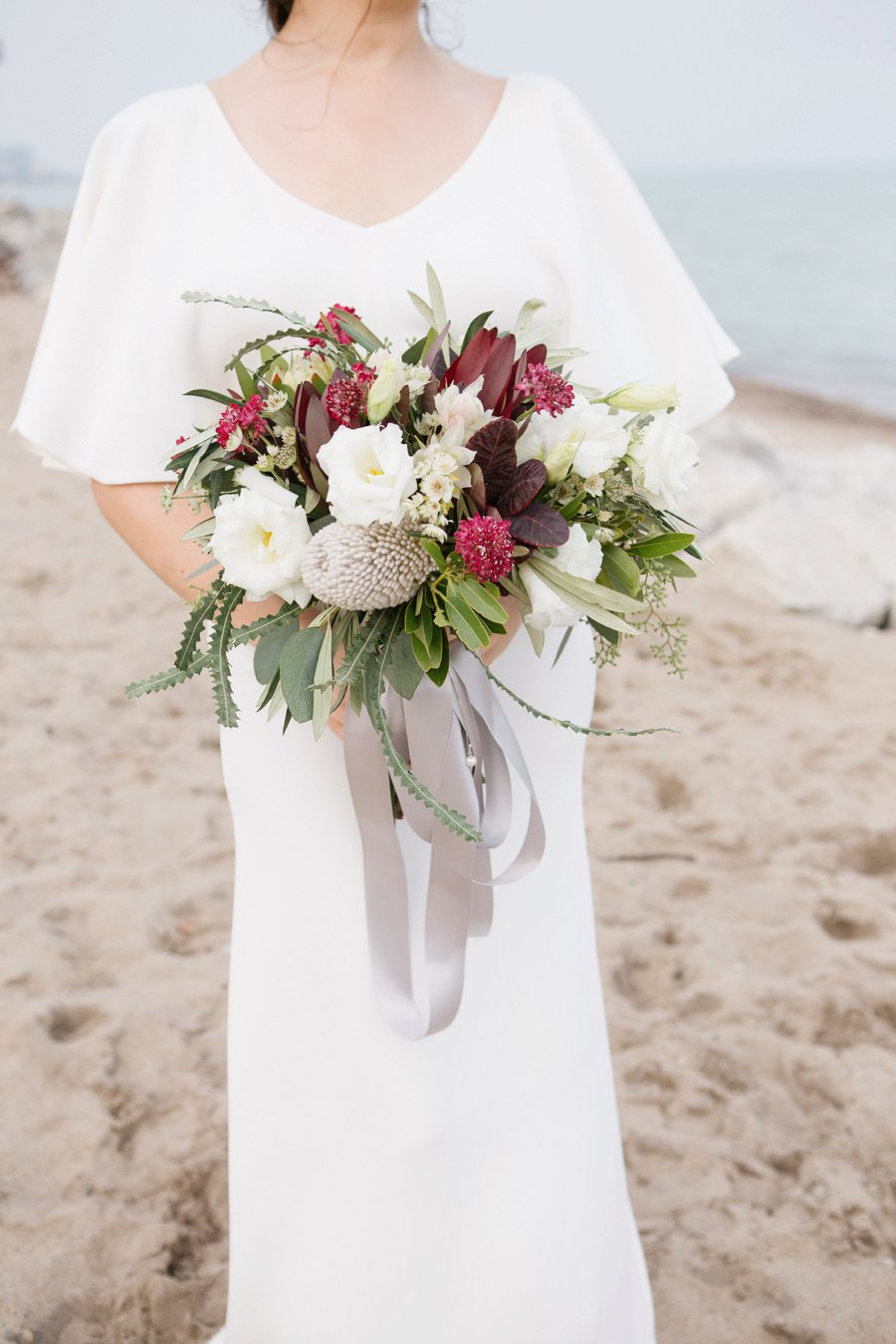 Boho Gray, Blue, & Red Illinois Wedding via TheELD.com