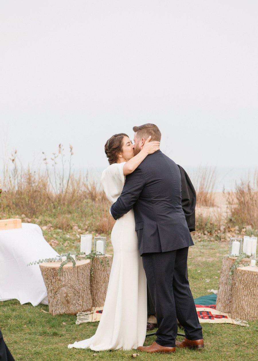 Boho Gray, Blue, & Red Illinois Wedding via TheELD.com