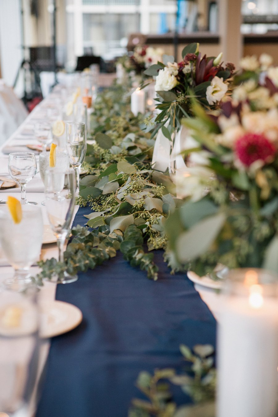 Boho Gray, Blue, & Red Illinois Wedding via TheELD.com