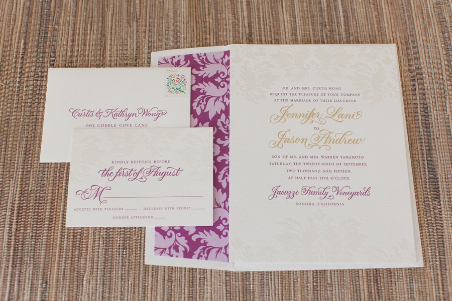 An Elegant Glam Purple California Vineyard Wedding via TheELD.com