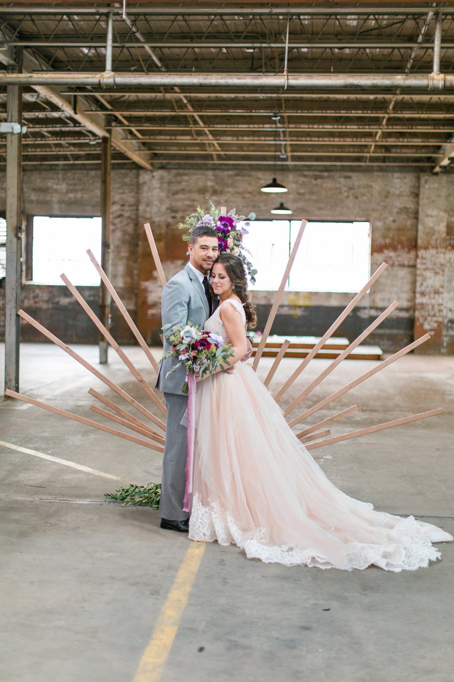 Lavender & Burgundy Love Inspired Industrial Wedding Ideas via TheELD.com