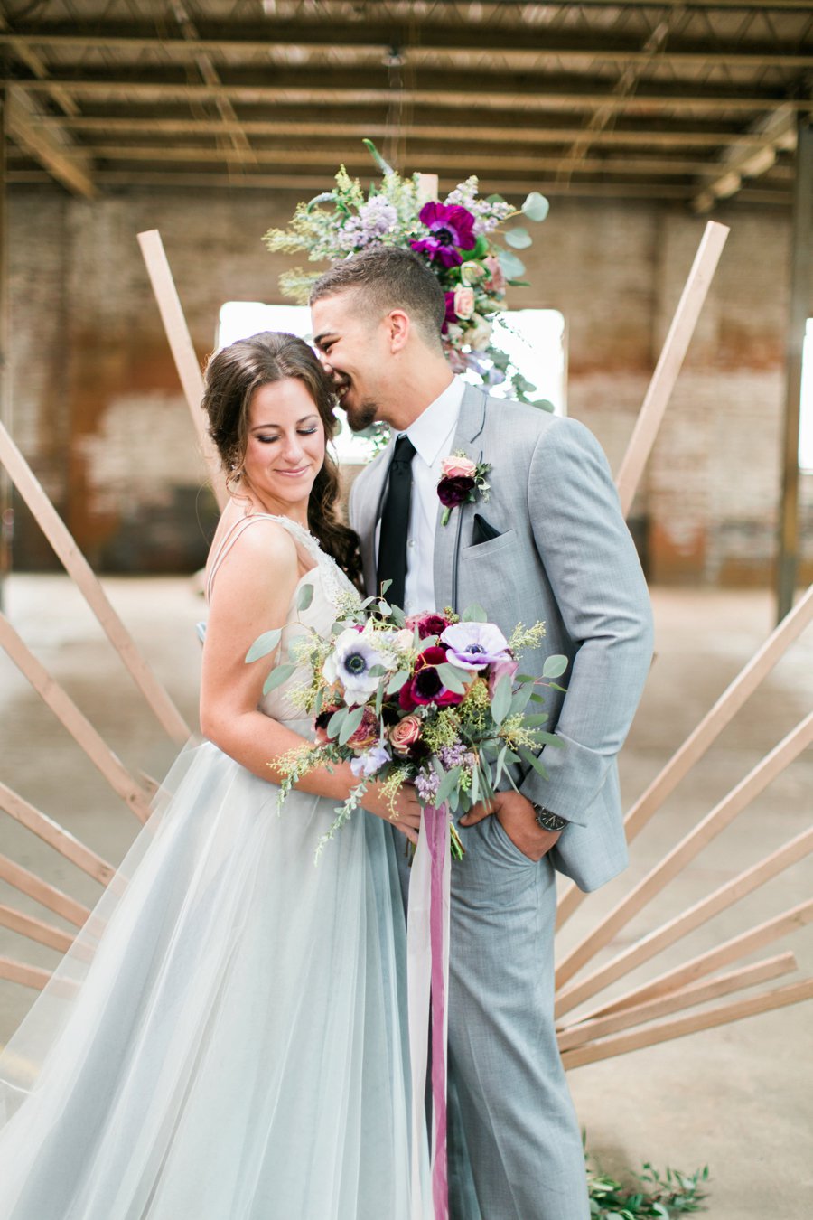 Lavender & Burgundy Love Inspired Industrial Wedding Ideas via TheELD.com