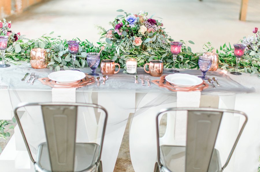 Lavender & Burgundy Love Inspired Industrial Wedding Ideas via TheELD.com