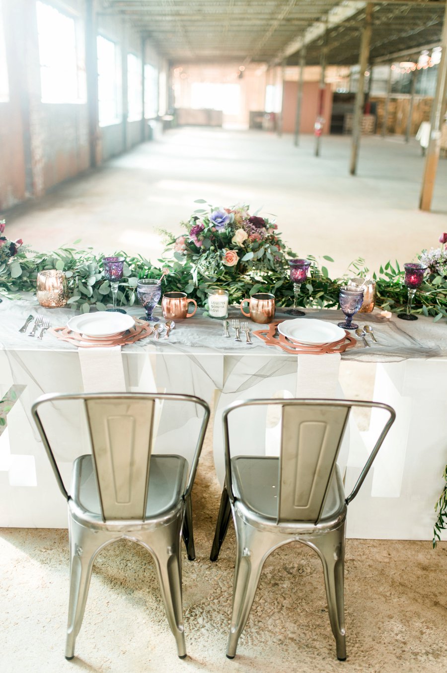 Lavender & Burgundy Love Inspired Industrial Wedding Ideas via TheELD.com