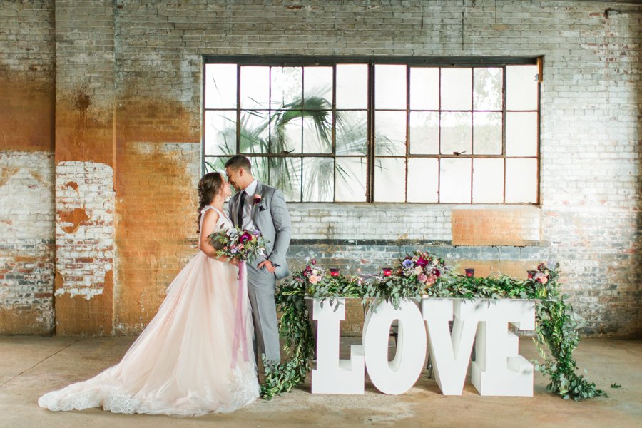 Lavender & Burgundy Love Inspired Industrial Wedding Ideas via TheELD.com