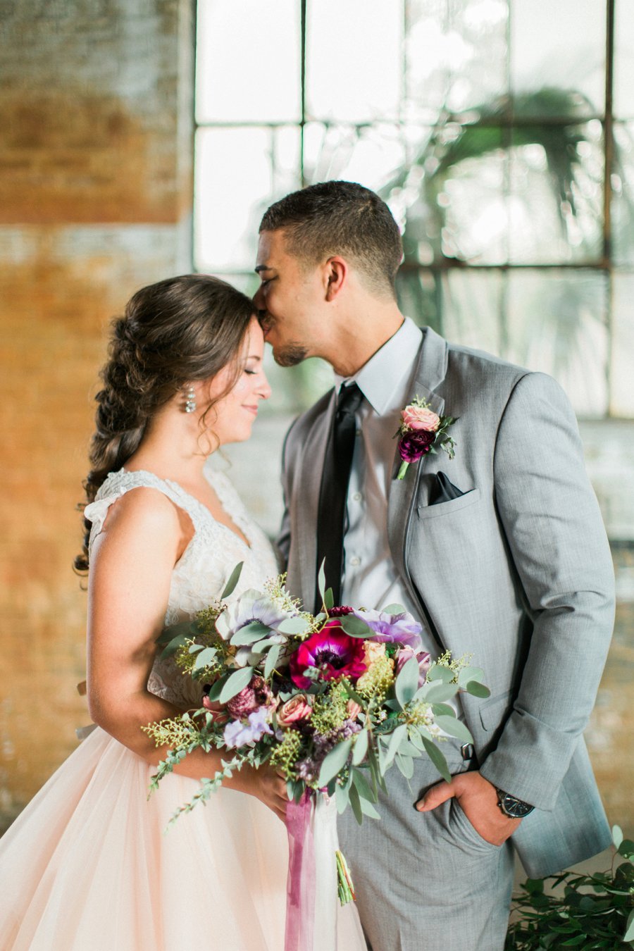 Lavender & Burgundy Love Inspired Industrial Wedding Ideas via TheELD.com