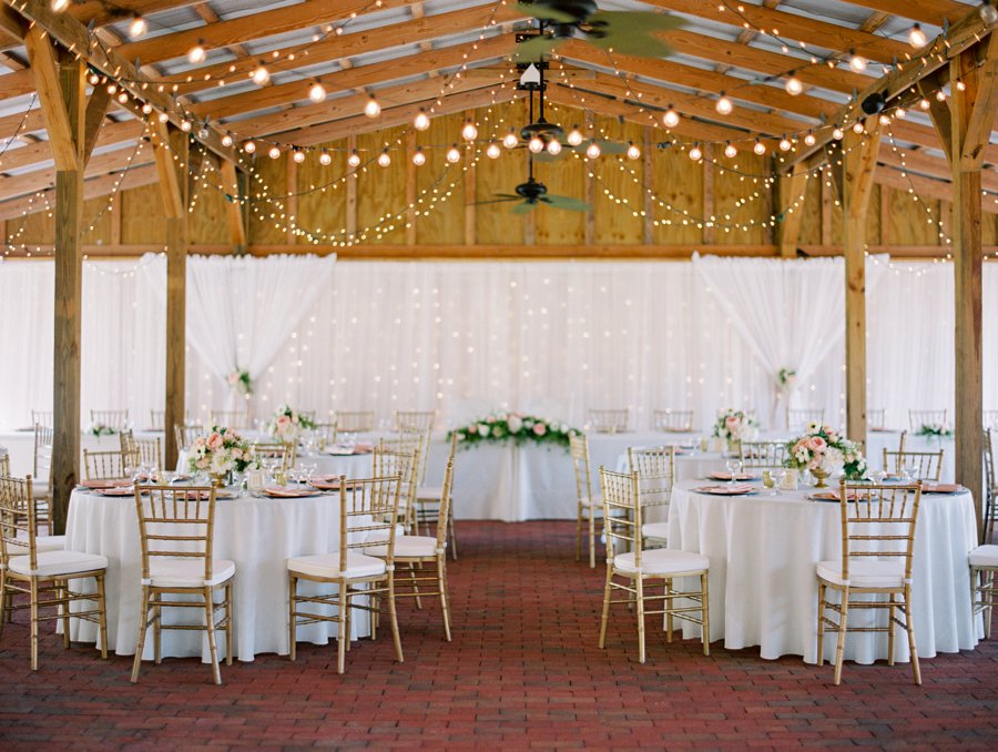 A Romantic Blush and White Rustic Florida Barn Wedding via TheELD.com