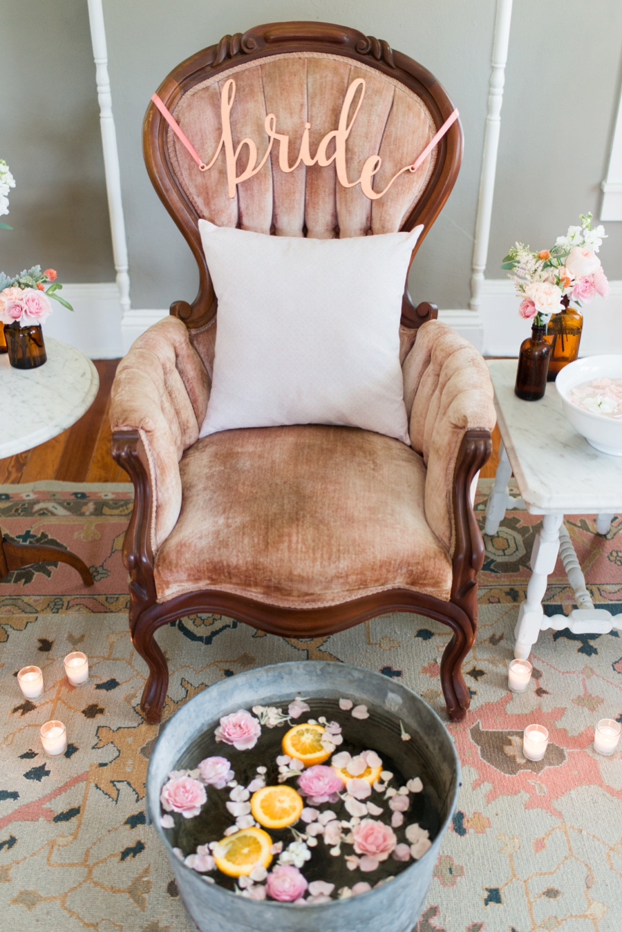 Blush and Copper Bridesmaid Spa Day Inspiration via TheELD.com