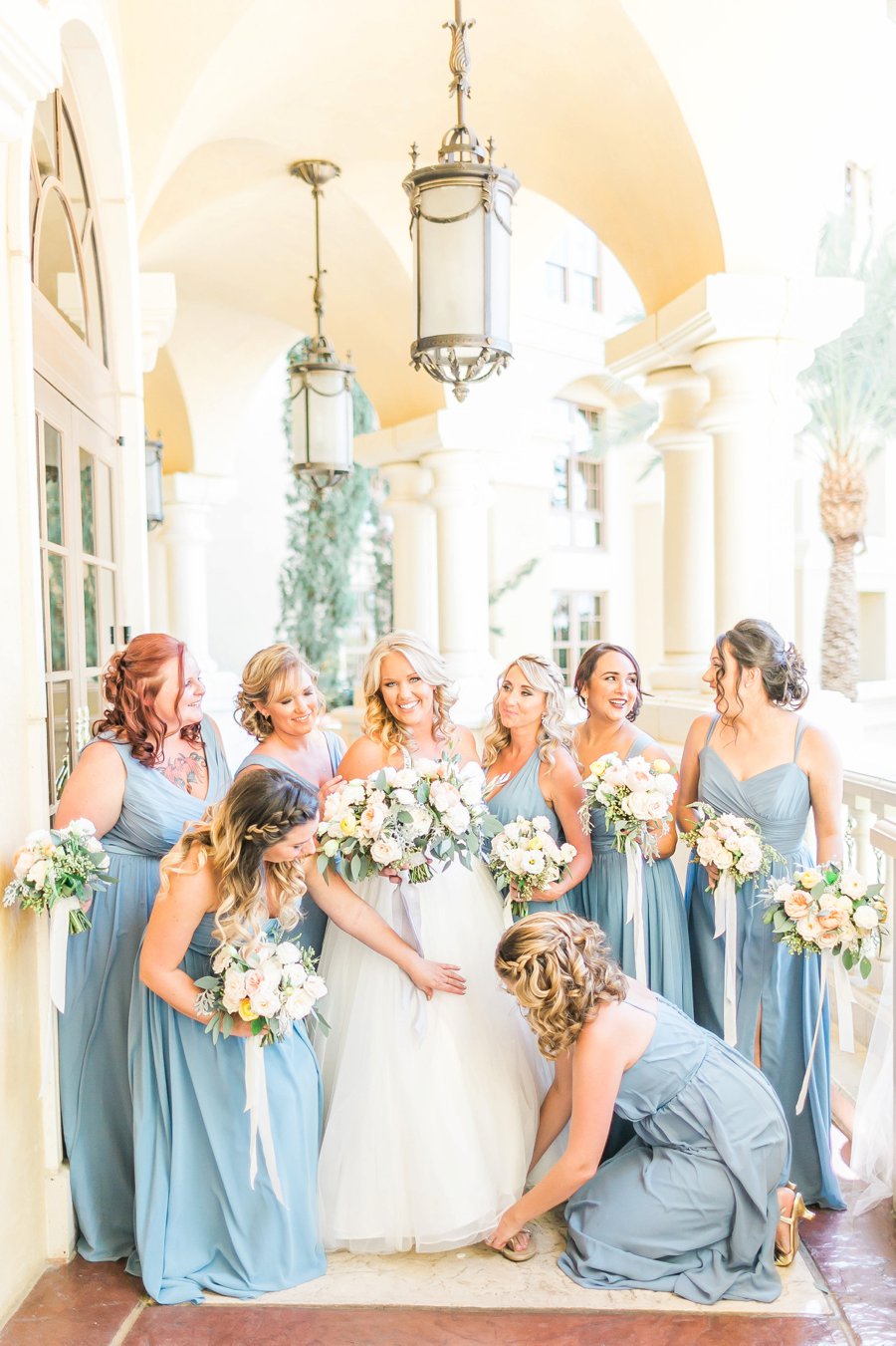 Blue & Peach Las Vegas Garden Wedding via TheELD.com