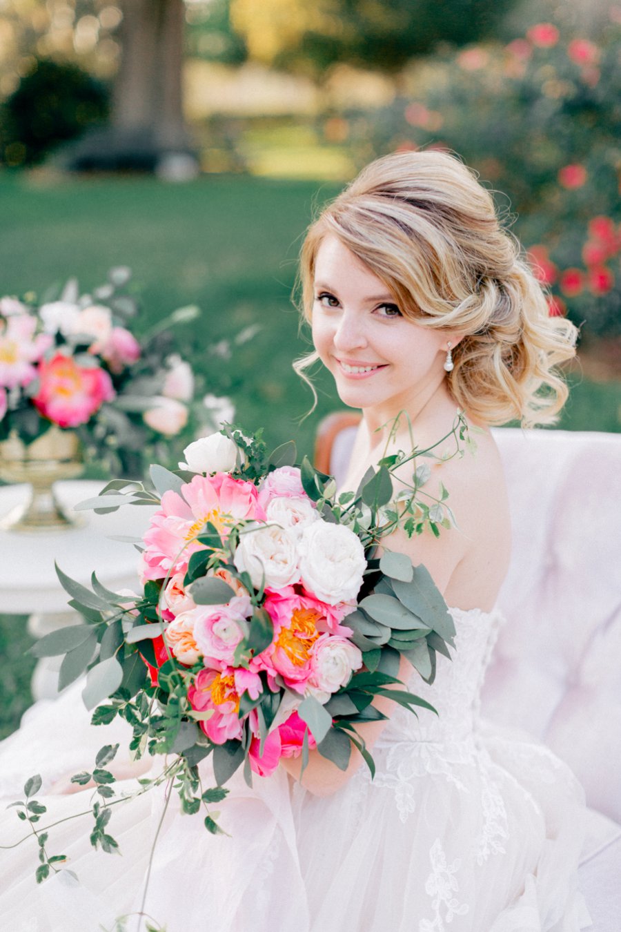 Pink & Peach Florida Floral Garden Wedding Ideas via TheELD.com