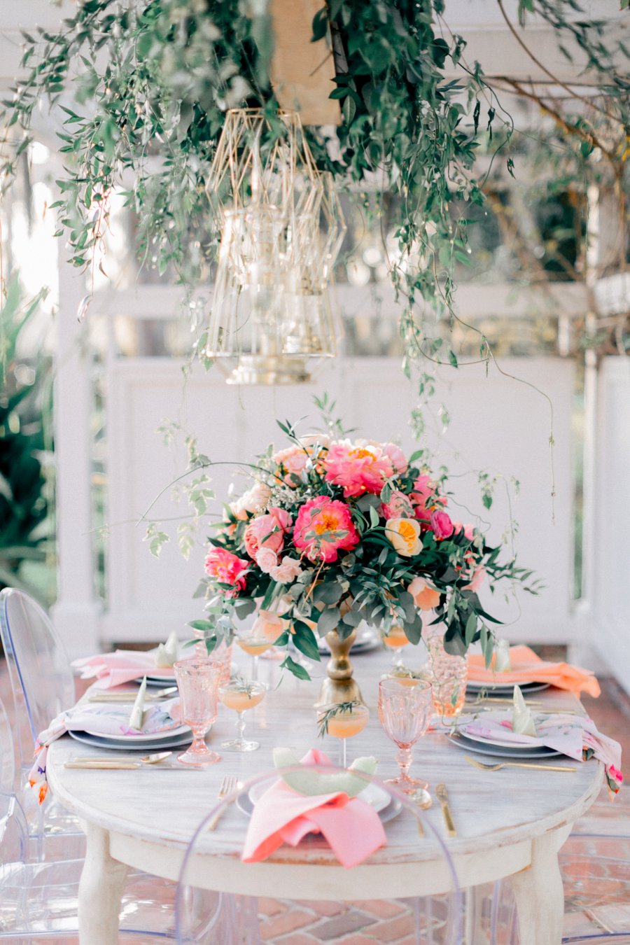 Pink & Peach Florida Floral Garden Wedding Ideas via TheELD.com