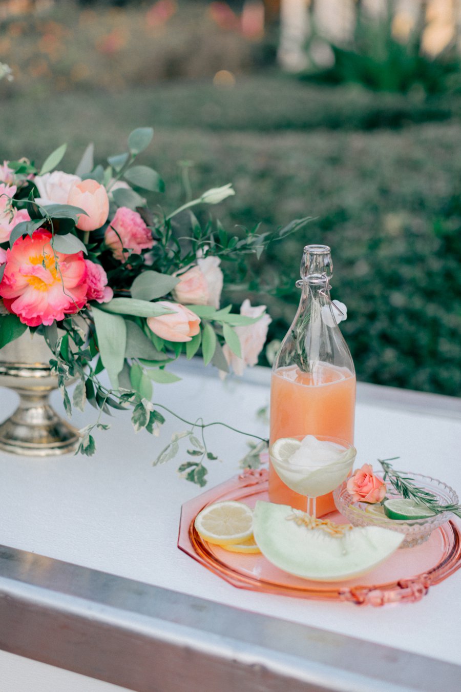 Pink & Peach Florida Floral Garden Wedding Ideas via TheELD.com