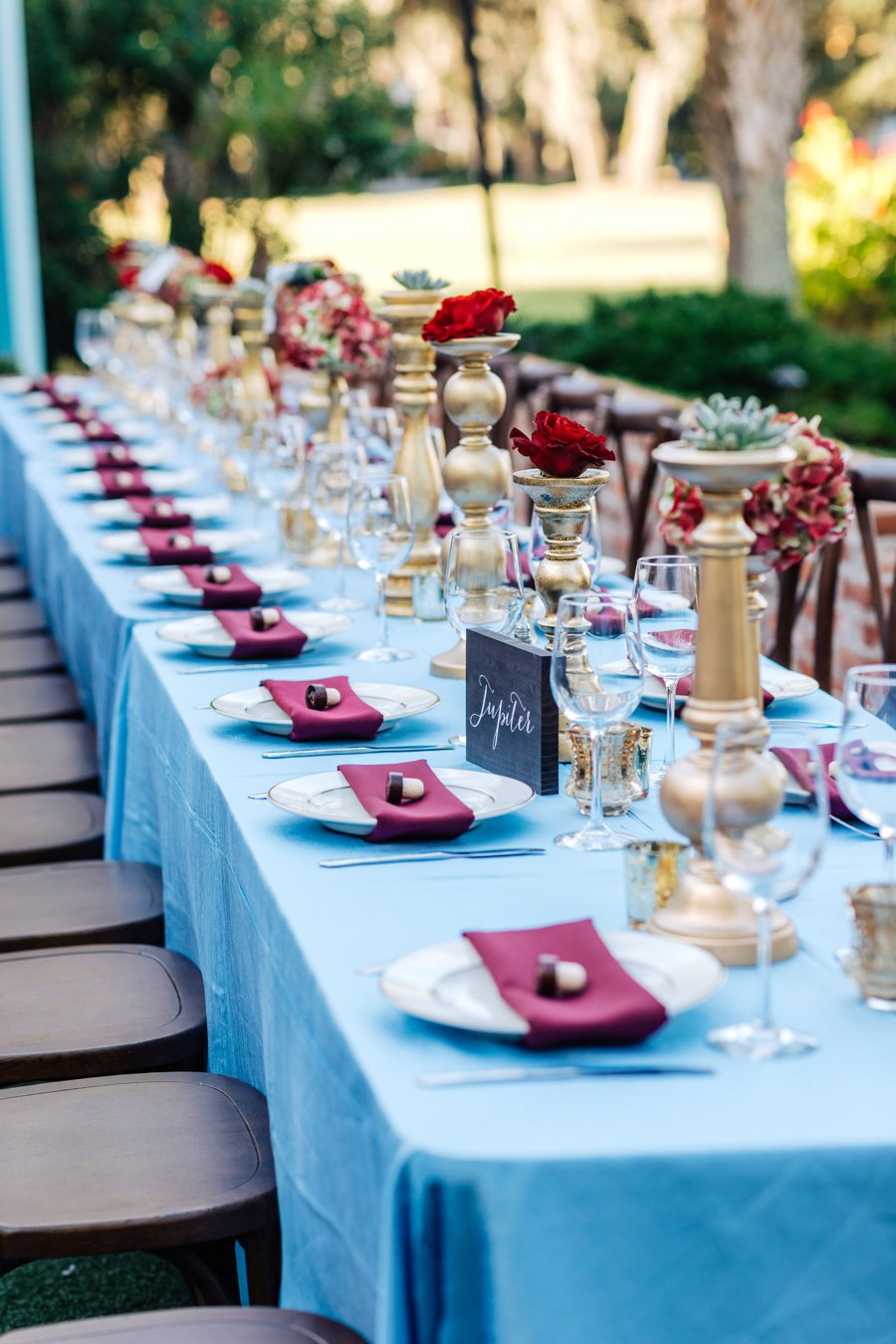 An Elegant Deep Red and Blue Central Florida Wedding via TheELD.com