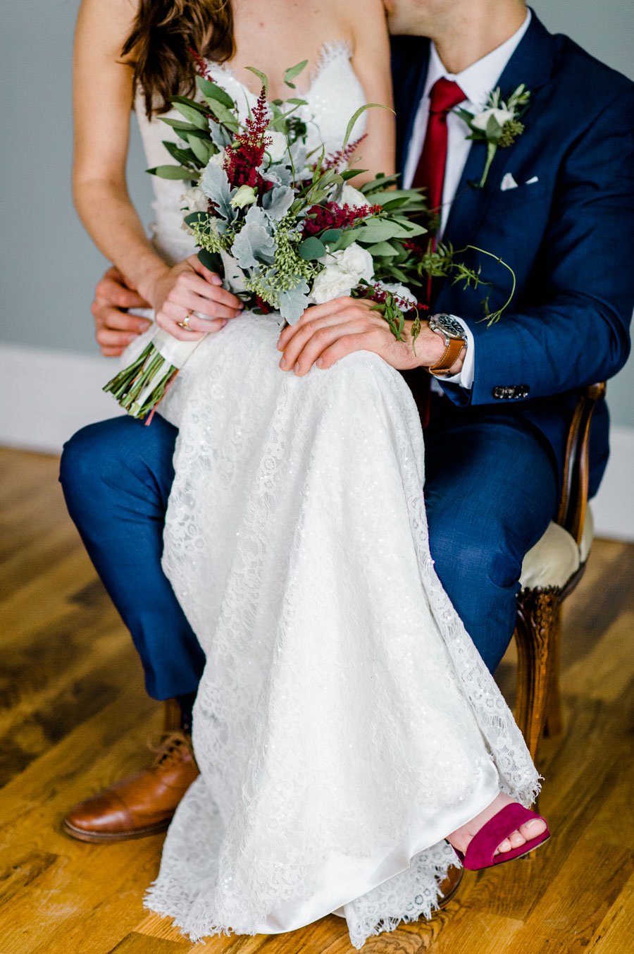 Berry, Navy, & Green Organic North Carolina Wedding via TheELD.com