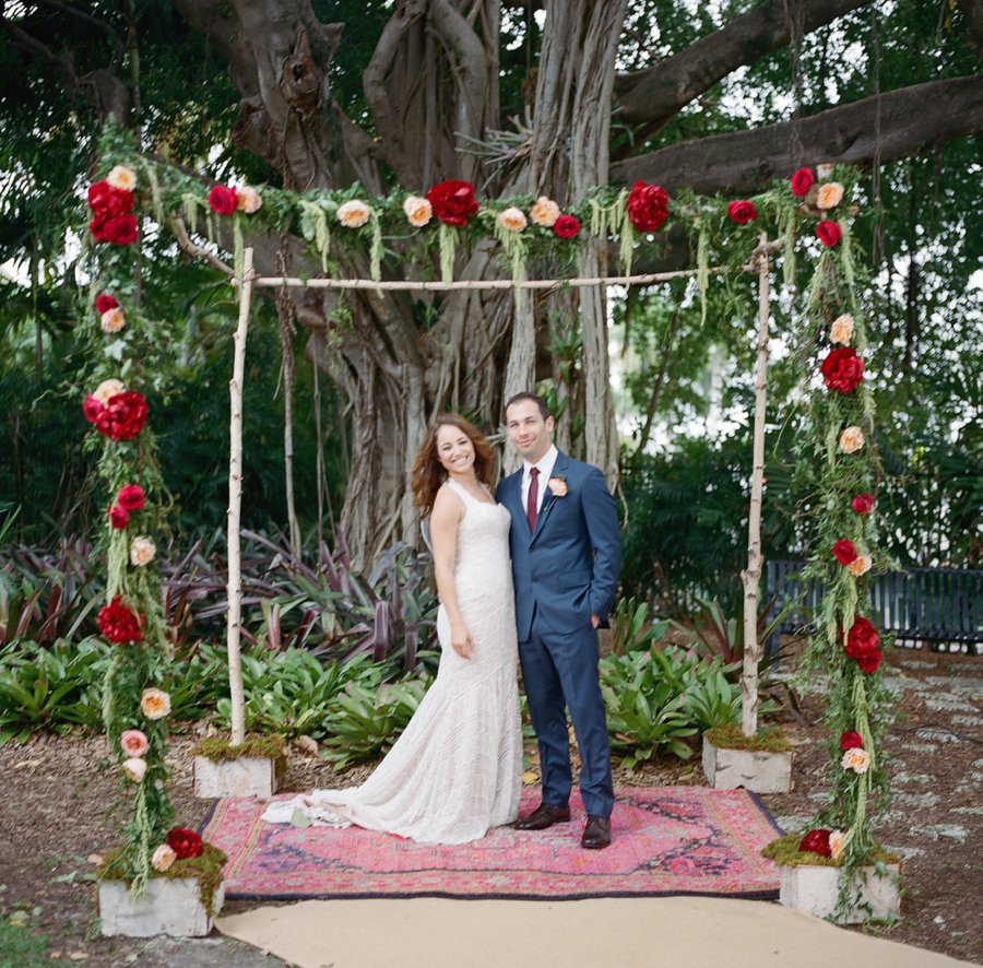 Red & Purple Vintage Inspired Miami Garden Wedding via TheELD.com