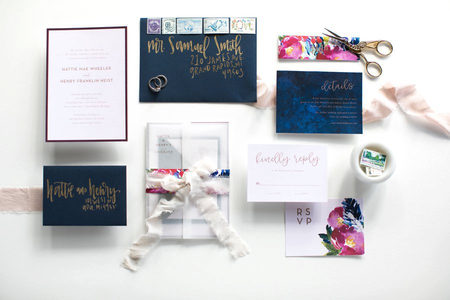 Elegant Navy & Red Woodland Wedding Ideas via TheELD.com