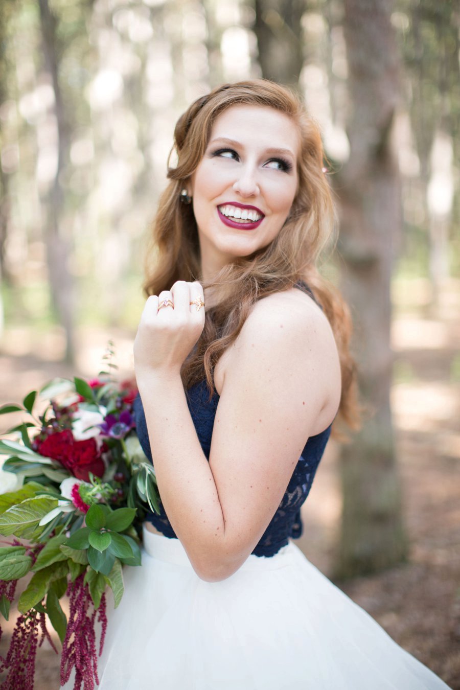 Elegant Navy & Red Woodland Wedding Ideas via TheELD.com