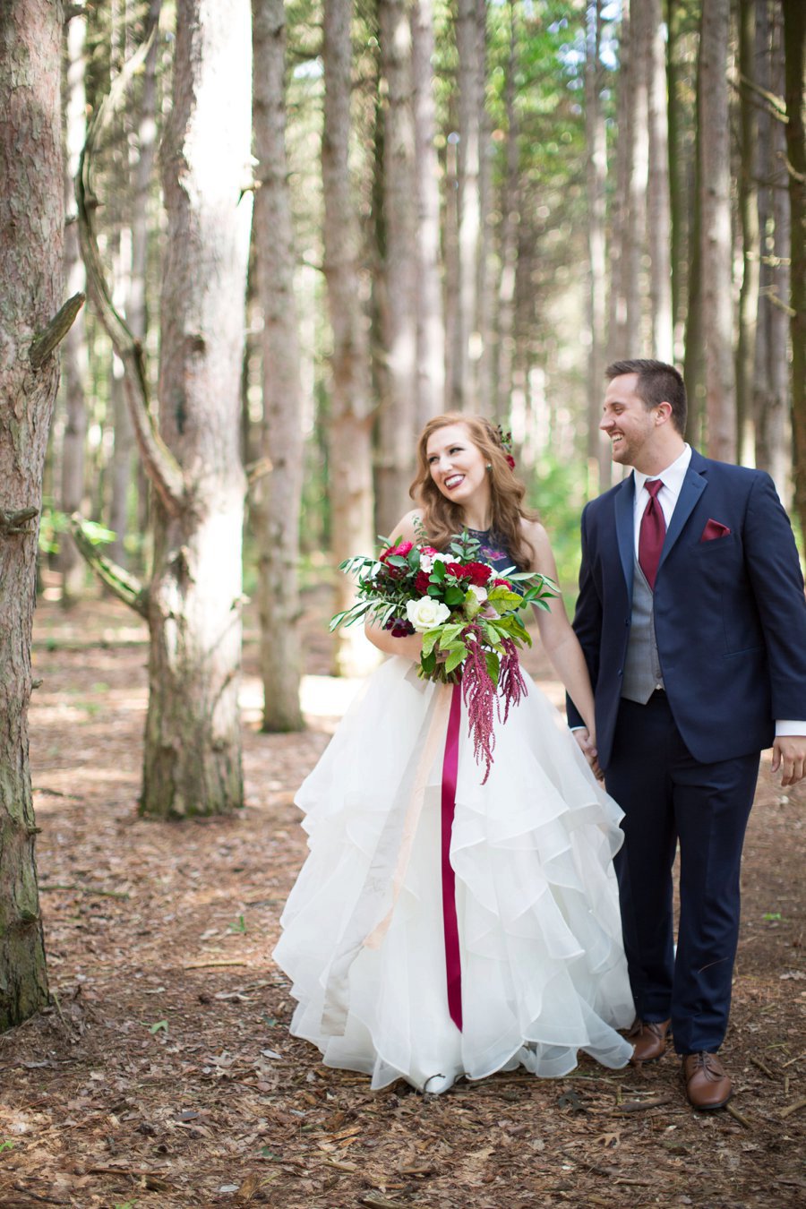 Elegant Navy & Red Woodland Wedding Ideas via TheELD.com