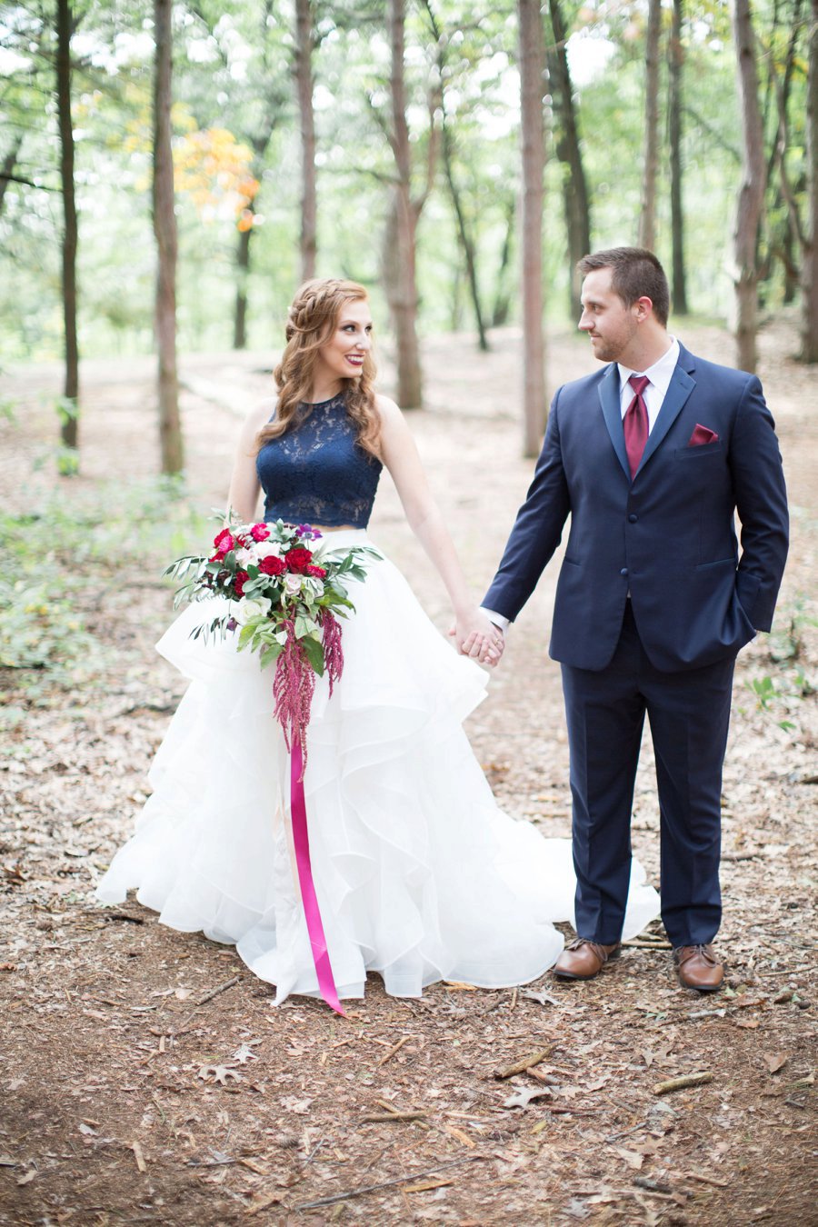 Elegant Navy & Red Woodland Wedding Ideas via TheELD.com