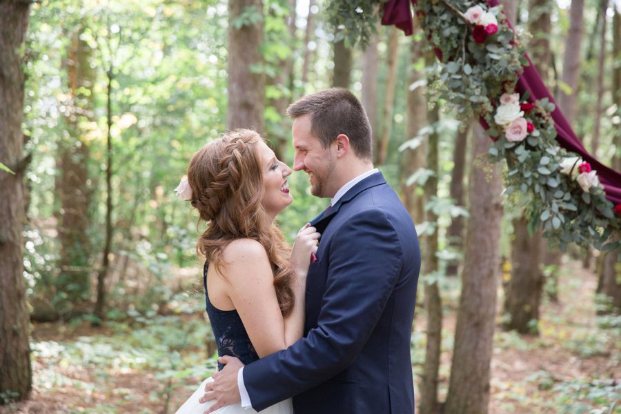 Elegant Navy & Red Woodland Wedding Ideas via TheELD.com