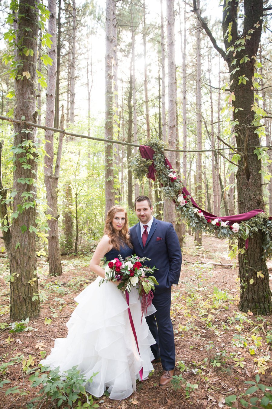 Elegant Navy & Red Woodland Wedding Ideas via TheELD.com