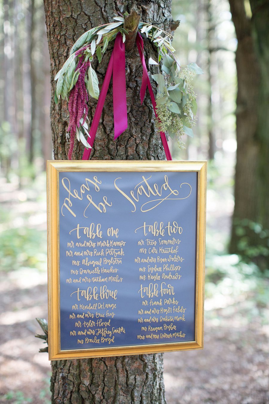 Elegant Navy & Red Woodland Wedding Ideas via TheELD.com