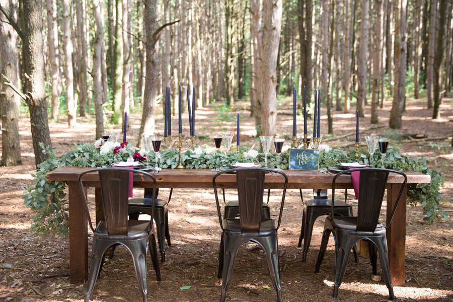 Elegant Navy & Red Woodland Wedding Ideas via TheELD.com