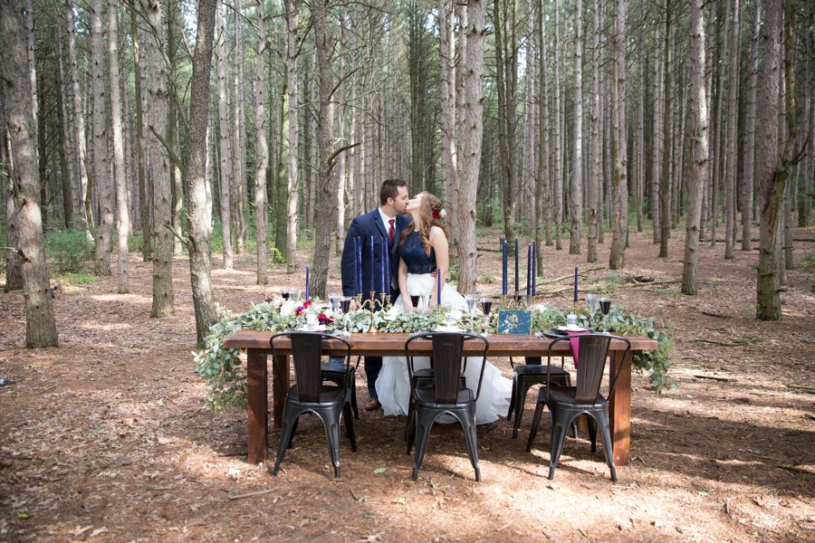 Elegant Navy & Red Woodland Wedding Ideas via TheELD.com