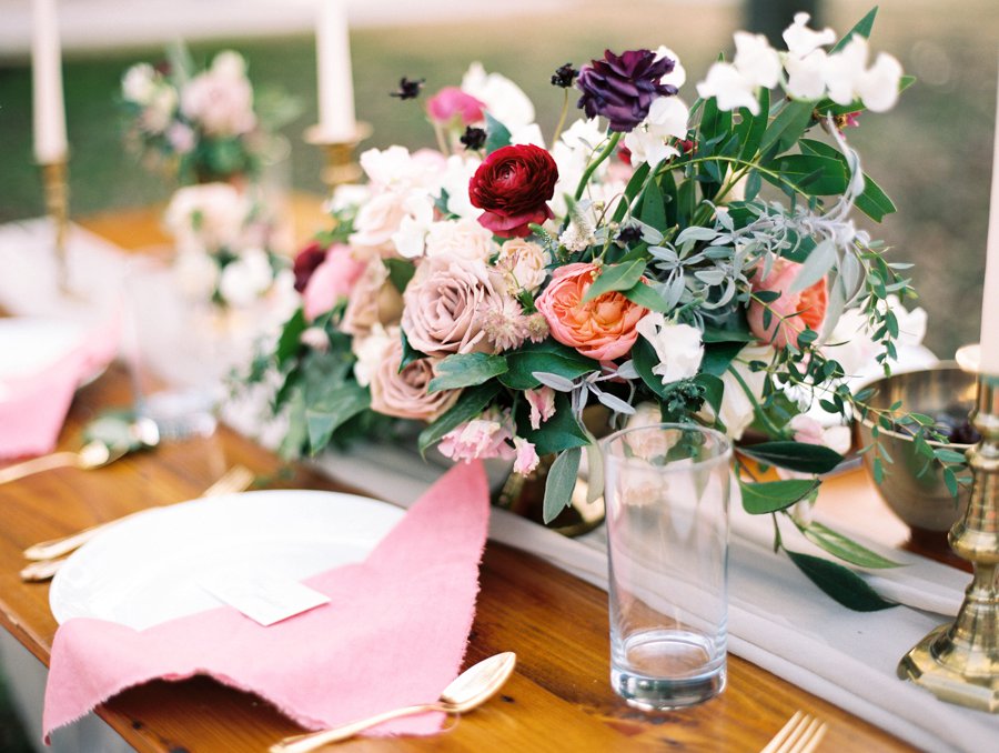 Organic Blush & Cranberry Private Estate Wedding Ideas via TheELD.com