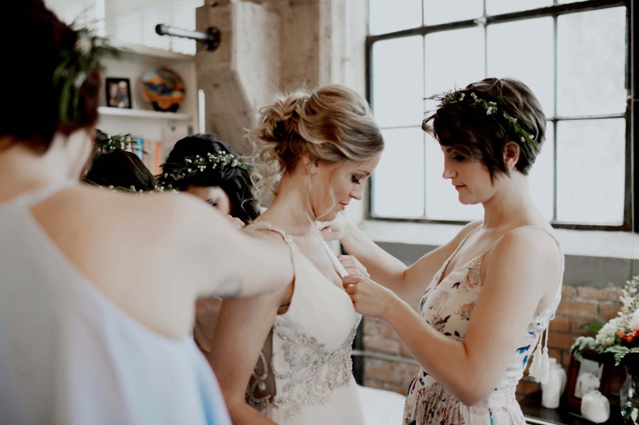 A Colorful Floral inspired Industrial Dallas Wedding via TheELD.com