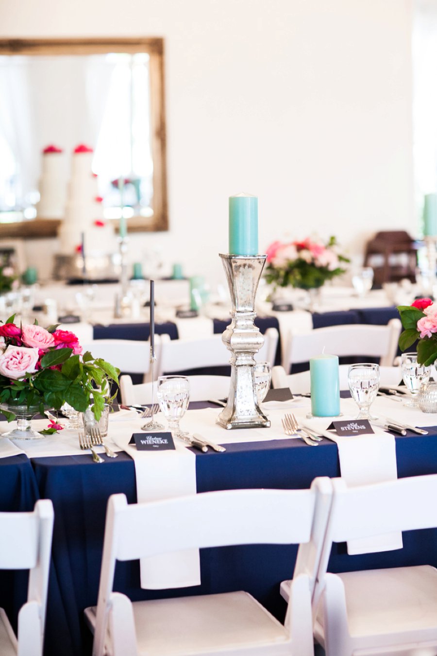 A Preppy Pink, Navy, & Teal Pacific Northwest Wedding via TheELD.com