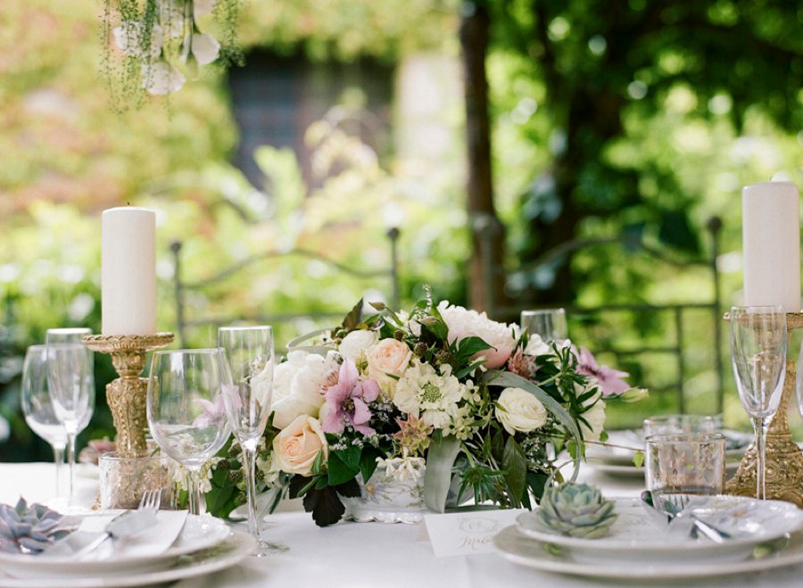 Romantic Blush, White, & Green Italian Villa Wedding Ideas via TheELD.com