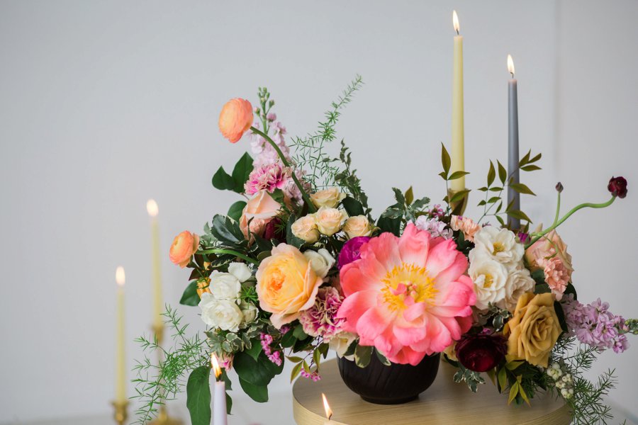 Colorful Coral & Peach Floral Wedding Inspiration via TheELD.com