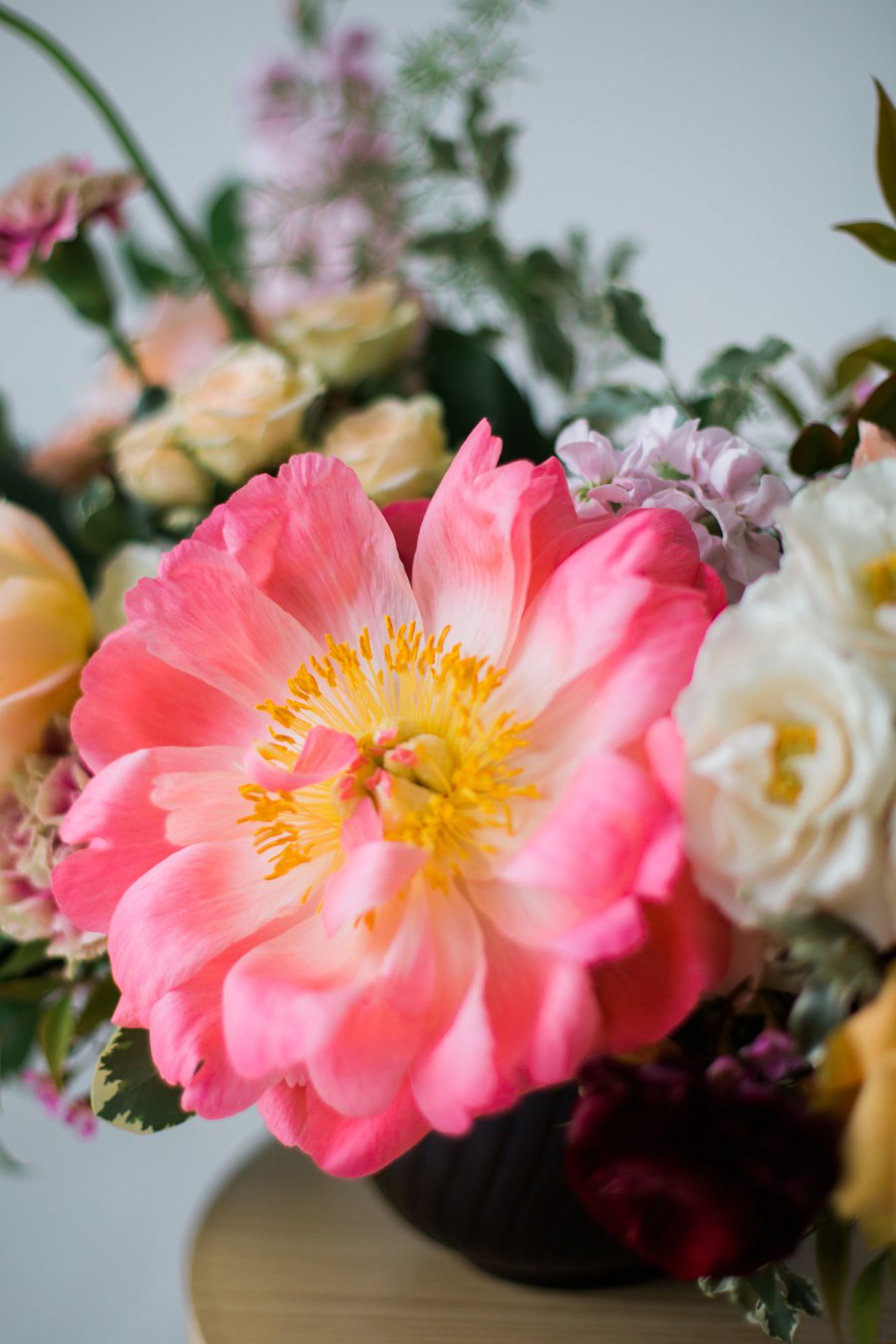Colorful Coral & Peach Floral Wedding Inspiration via TheELD.com