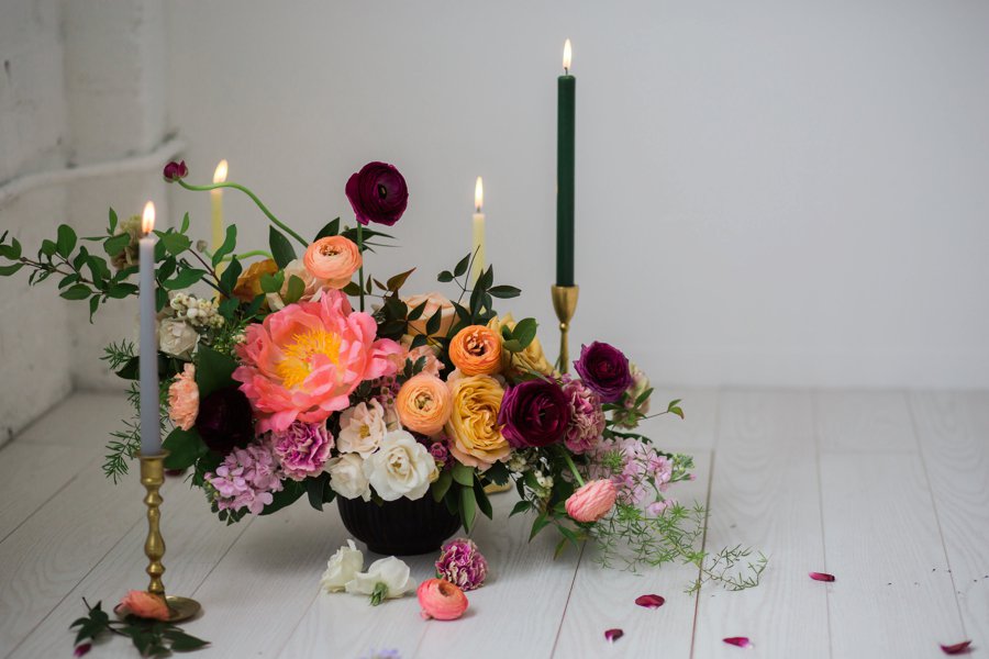 Colorful Coral & Peach Floral Wedding Inspiration via TheELD.com