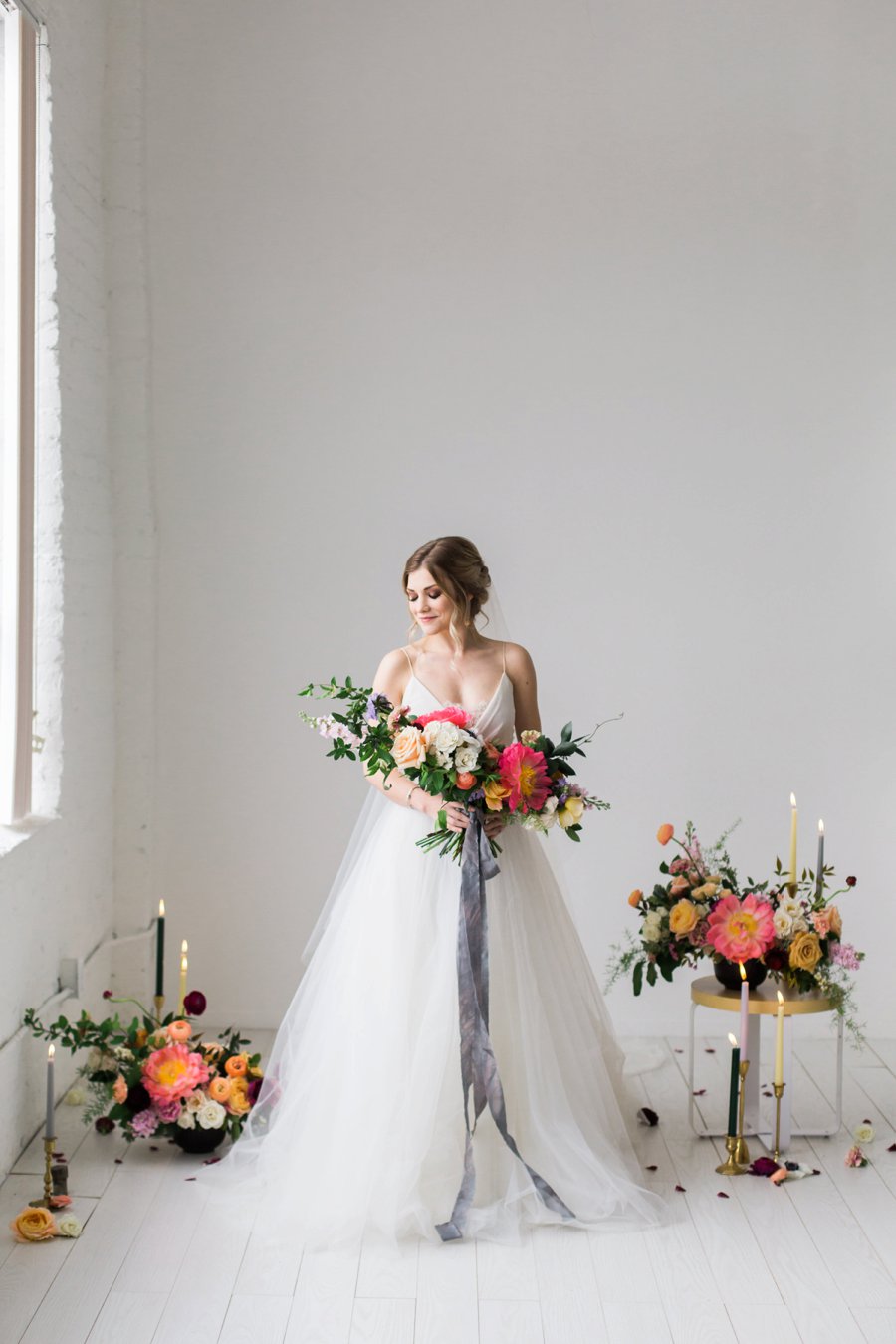 Colorful Coral & Peach Floral Wedding Inspiration via TheELD.com