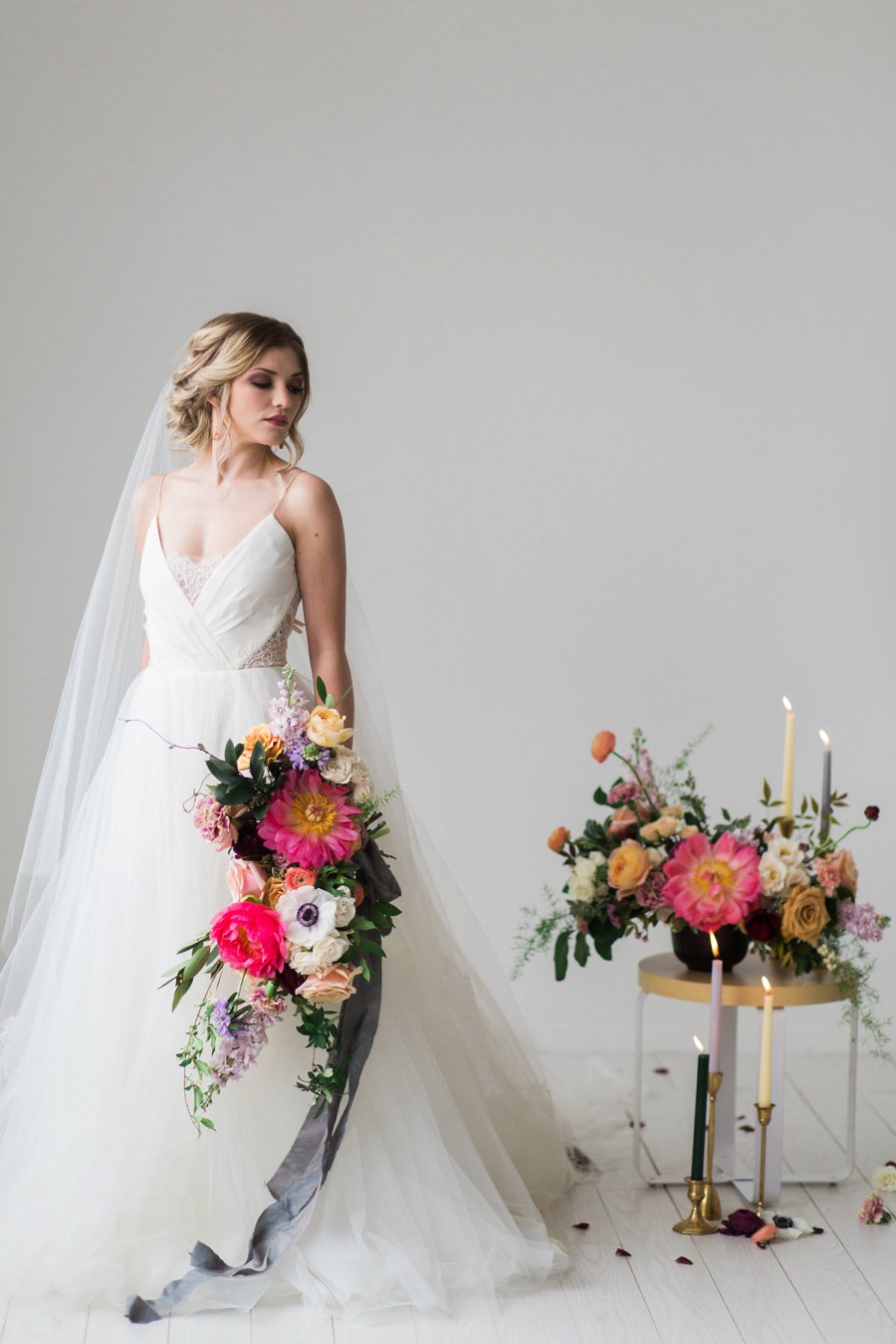 Colorful Coral & Peach Floral Wedding Inspiration via TheELD.com