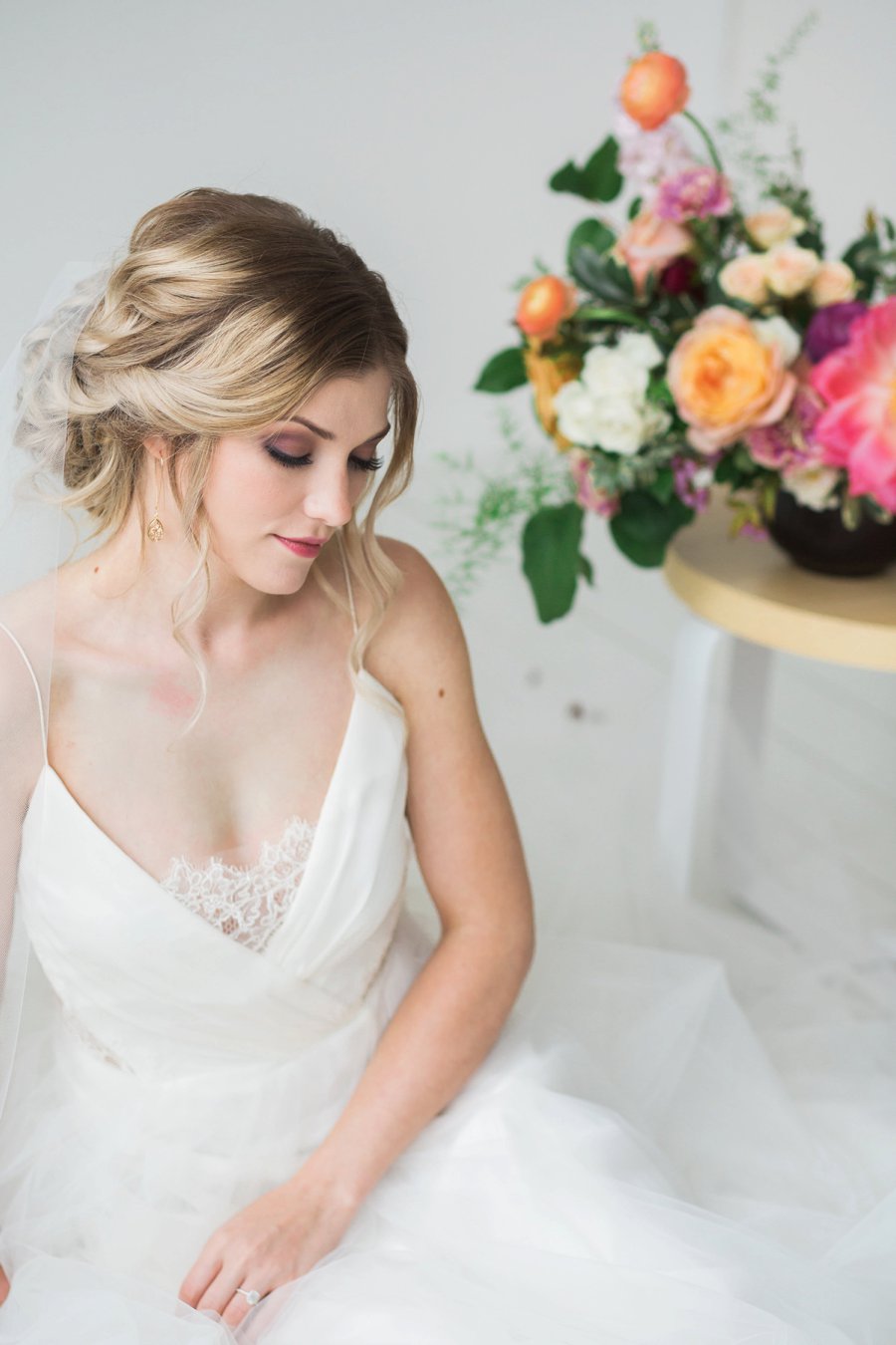 Colorful Coral & Peach Floral Wedding Inspiration via TheELD.com