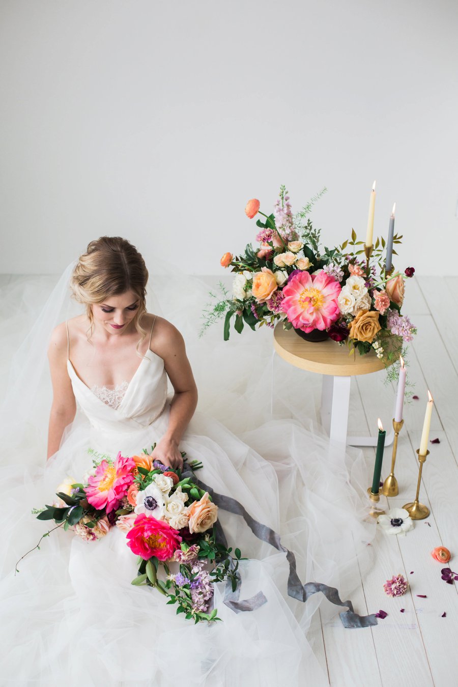 Colorful Coral & Peach Floral Wedding Inspiration via TheELD.com