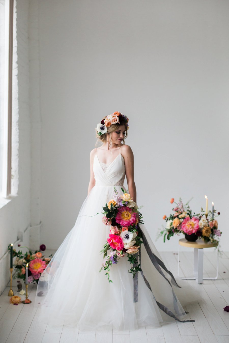 Colorful Coral & Peach Floral Wedding Inspiration via TheELD.com