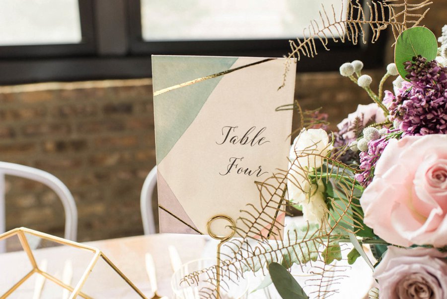 Lavender, Grey, & White Spring Inspired Geometric Wedding Ideas via TheELD.com