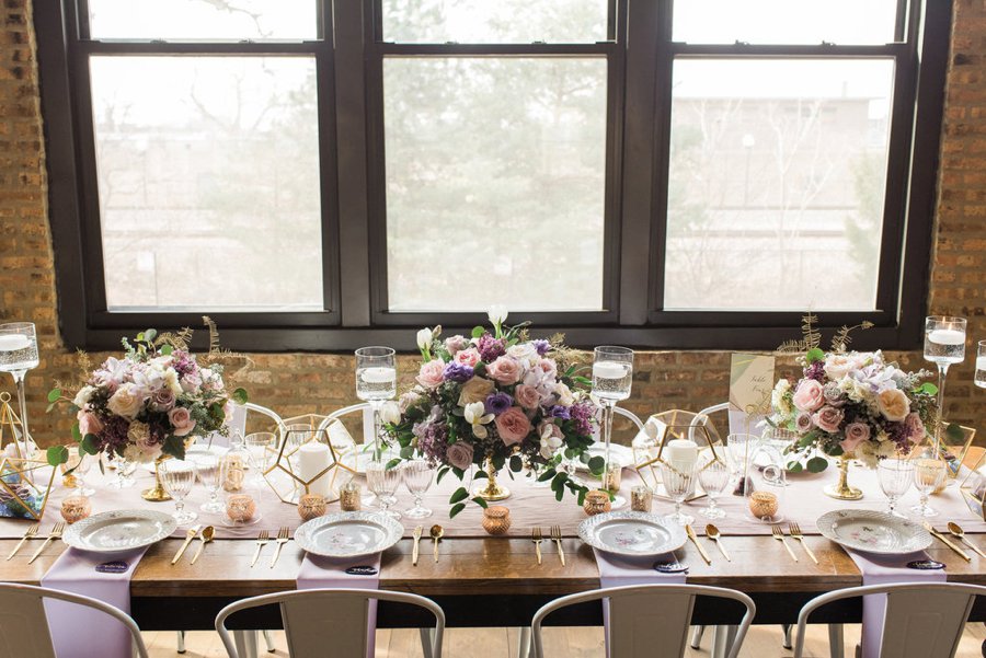 Lavender, Grey, & White Spring Inspired Geometric Wedding Ideas via TheELD.com