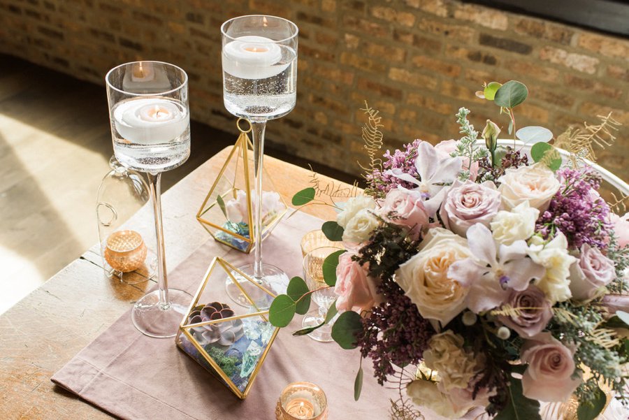 Lavender, Grey, & White Spring Inspired Geometric Wedding Ideas via TheELD.com