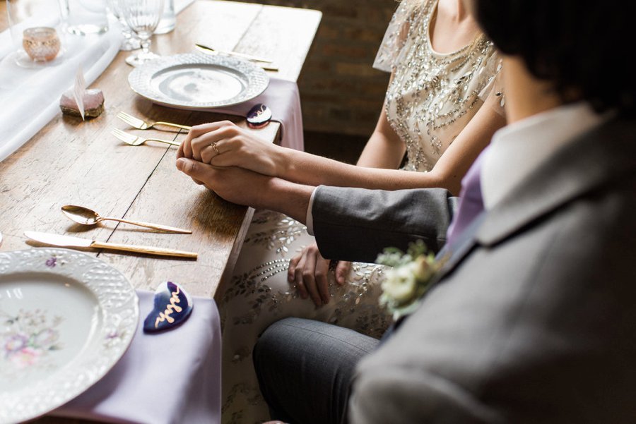 Lavender, Grey, & White Spring Inspired Geometric Wedding Ideas via TheELD.com