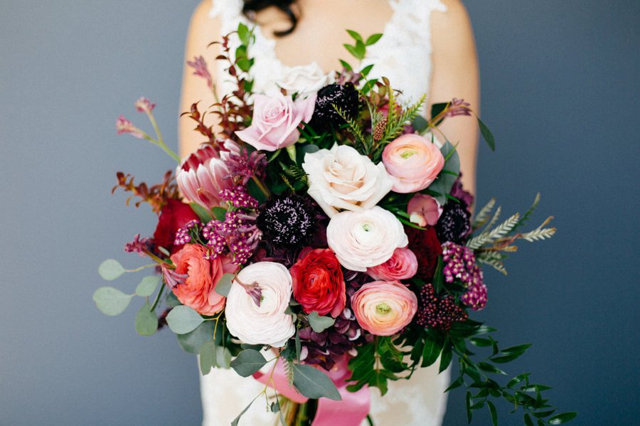 Romantic Pink & Red Industrial Wedding Ideas via TheELD.com