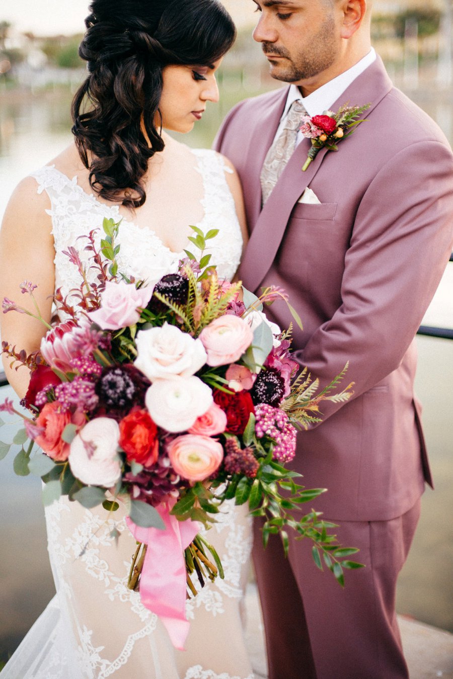 Romantic Pink & Red Industrial Wedding Ideas via TheELD.com