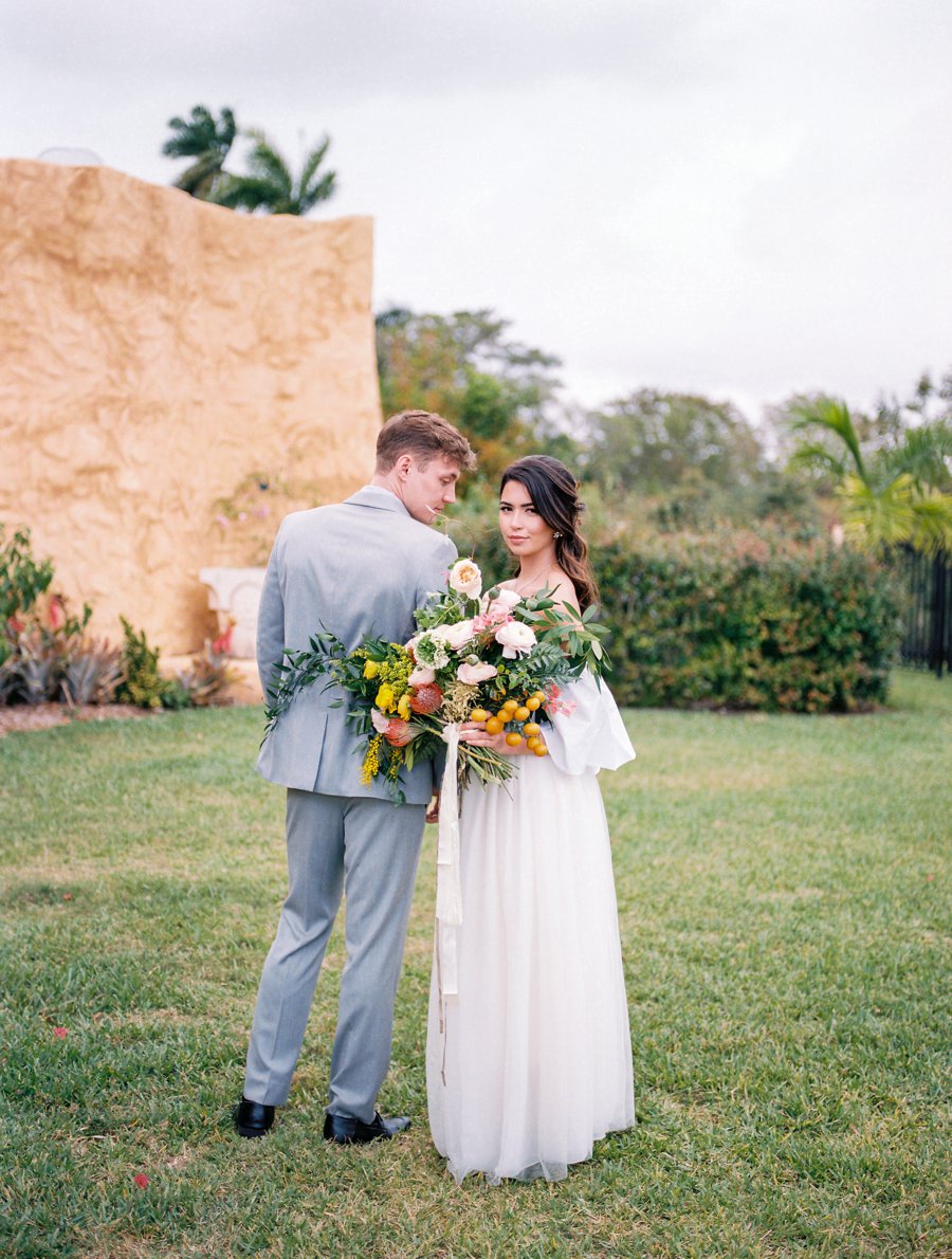 Peach, Yellow, and Green Tropical Wedding Ideas via TheELD.com
