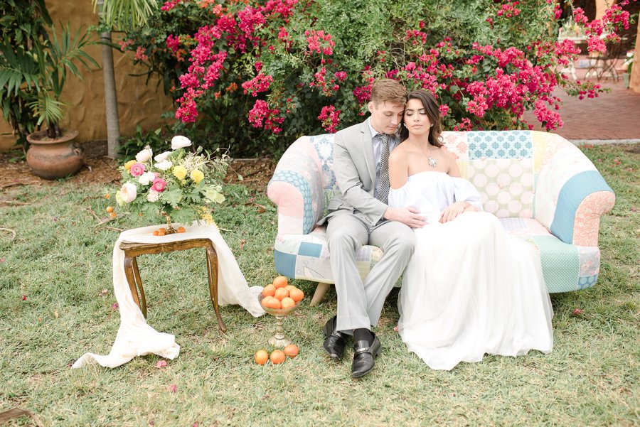 Peach, Yellow, and Green Tropical Wedding Ideas via TheELD.com