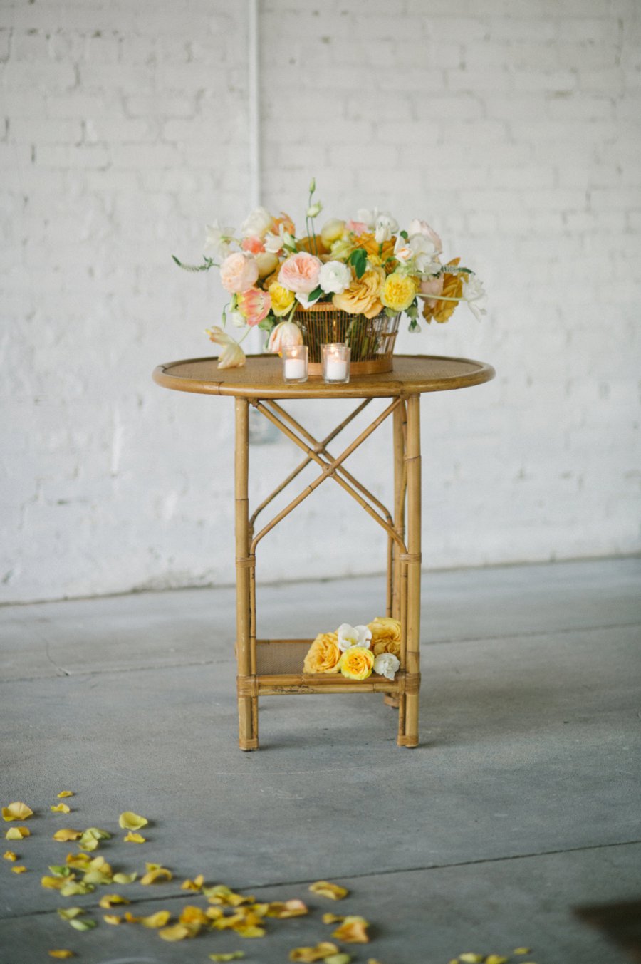 Romantic Peach & Yellow Industrial Wedding Ideas via TheELD.com